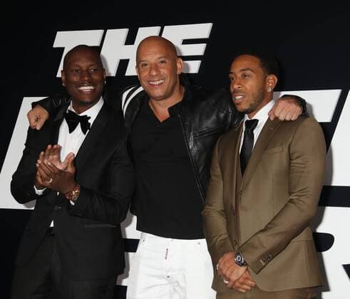 April 8, 2017 - New York, New York, U.S. - Actors TYRESE GIBSON, VIN DIESEL and CHRIS LUDACRIS BRIDGES attend the New York Premiere of The Fate of the Furious held at Radio City Music Hall, New York U.S. - ZUMAk03_ 20170408_zaf_k03_260 Copyright: xNancyxKaszermanx
