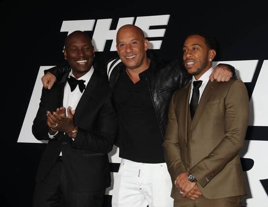 April 8, 2017 - New York, New York, U.S. - Actors TYRESE GIBSON, VIN DIESEL and CHRIS LUDACRIS BRIDGES attend the New York Premiere of The Fate of the Furious held at Radio City Music Hall, New York U.S. - ZUMAk03_ 20170408_zaf_k03_264 Copyright: xNancyxKaszermanx