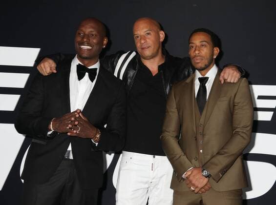 April 8, 2017 - New York, New York, U.S. - Actors TYRESE GIBSON, VIN DIESEL and CHRIS LUDACRIS BRIDGES attend the New York Premiere of The Fate of the Furious held at Radio City Music Hall, New York U.S. - ZUMAk03_ 20170408_zaf_k03_266 Copyright: xNancyxKaszermanx