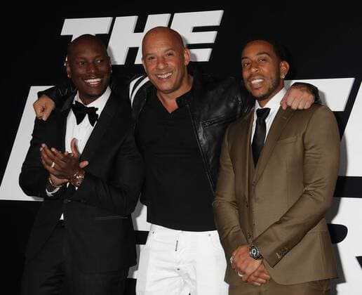 April 8, 2017 - New York, New York, U.S. - Actors TYRESE GIBSON, VIN DIESEL and CHRIS LUDACRIS BRIDGES attend the New York Premiere of The Fate of the Furious held at Radio City Music Hall, New York U.S. - ZUMAk03_ 20170408_zaf_k03_253 Copyright: xNancyxKaszermanx