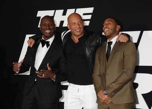 April 8, 2017 - New York, New York, U.S. - Actors TYRESE GIBSON, VIN DIESEL and CHRIS LUDACRIS BRIDGES attend the New York Premiere of The Fate of the Furious held at Radio City Music Hall, New York U.S. - ZUMAk03_ 20170408_zaf_k03_241 Copyright: xNancyxKaszermanx