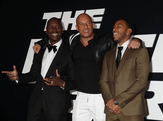 April 8, 2017 - New York, New York, U.S. - Actors TYRESE GIBSON, VIN DIESEL and CHRIS LUDACRIS BRIDGES attend the New York Premiere of The Fate of the Furious held at Radio City Music Hall, New York U.S. - ZUMAk03_ 20170408_zaf_k03_247 Copyright: xNancyxKaszermanx