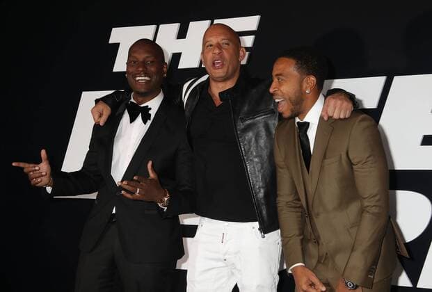 April 8, 2017 - New York, New York, U.S. - Actors TYRESE GIBSON, VIN DIESEL and CHRIS LUDACRIS BRIDGES attend the New York Premiere of The Fate of the Furious held at Radio City Music Hall, New York U.S. - ZUMAk03_ 20170408_zaf_k03_249 Copyright: xNancyxKaszermanx