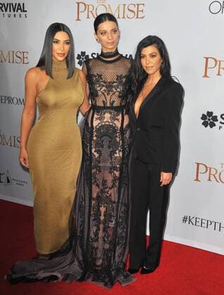 April 12, 2017 - Hollywood, California, U.S. - Kim Kardashian West, Angela Sarafyan, Kourtney Kardashian attends The Los Angeles Premiere of The Promise held at the TCL Chinese Theatre in Hollywood, California on April 12, 2017. 2017 Hollywood U.S. - ZUMAl86_ 20170412_zaf_l86_067 Copyright: xDavexLongendykex