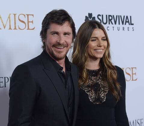 Cast member Christian Bale (L) and his wife Sibi Blazic attend the premiere of the motion picture historical drama The Promise at TCL Chinese Theatre in the Hollywood section of Los Angeles on April 12, 2017. Storyline: Set during the last days of the Ottoman Empire, The film follows a love triangle between Michael, a brilliant medical student, the beautiful and sophisticated Ana, and Chris - a renowned American journalist based in Paris.  LAP2017041247 JIMxRUYMEN