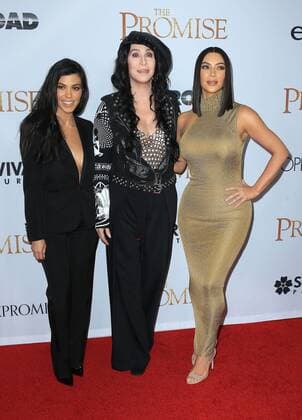 April 12, 2017 - Hollywood, CA, United States - 12 April 2017 - Hollywood, California - Kourtney Kardashian, Cher, Kim Kardashian. Premiere Of Open Road Films The Promise held at TCL Chinese Theatre. Photo Credit: AdMedia Hollywood United States - ZUMAa123 20170412_zaa_a123_149 Copyright: xAdmediax