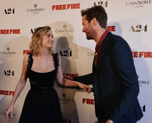 Cast members Brie Larson and Armie Hammer attend the premiere of the motion picture crime thriller Free Fire at the ArcLight Cinema Dome in the Hollywood section of Los Angeles on April 13, 2017. Storyline: Set in Boston in 1978, a meeting in a deserted warehouse between two gangs turns into a shootout and a game of survival.  LAP2017041312 JIMxRUYMEN