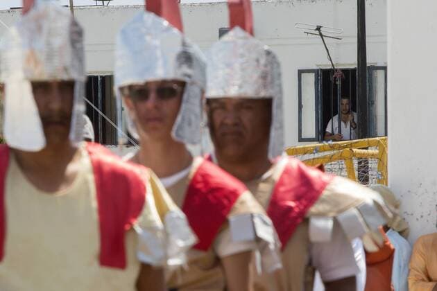 Prisioners of the David Franco Rodriguez Penitentiary Center (CPDR), known as Mil Cumbres , participate in the representation of the Passion of Christ in Morelia, Mexico, on 14 April 2017. Good Friday celebration in Morelia !ACHTUNG: NUR REDAKTIONELLE NUTZUNG!  Copyright: xLuisxEnriquexGranadosx MEX24 20170414-636278101752091293