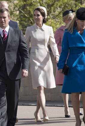. 16 04 2017. London, United Kingdom. The Duchess of Cambridge arriving for the Easter Sunday church service at Windsor Castle, United Kingdom.  xStephenxLockx xi-Imagesx IIM-14899-0018