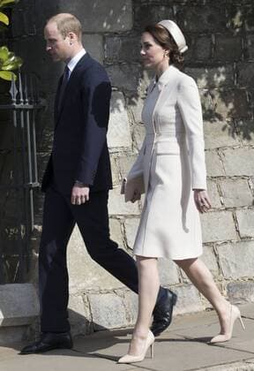 . 16 04 2017. London, United Kingdom. The Duke and Duchess of Cambridge arriving for the Easter Sunday church service at Windsor Castle, United Kingdom.  xStephenxLockx xi-Imagesx IIM-14899-0020