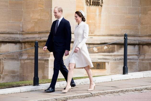 . 16 04 2017. London, United Kingdom. at The Duke and Duchess of Cambridge arriving at the Easter Sunday church service at Windsor Castle, United Kingdom.  xCPNAxPOOLxx xi-Imagesx IIM-14899-0055