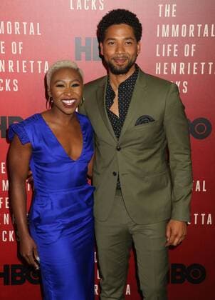 April 18, 2017 - New York, New York, U.S. - Actor JUSSIE SMOLLET and actress CYNTHIA ERIVO attend the New York Premiere of The Immortal Life of Henrietta Lacks held at the SVA Theater. New York U.S. - ZUMAk03_ 20170418_zaf_k03_180 Copyright: xNancyxKaszermanx