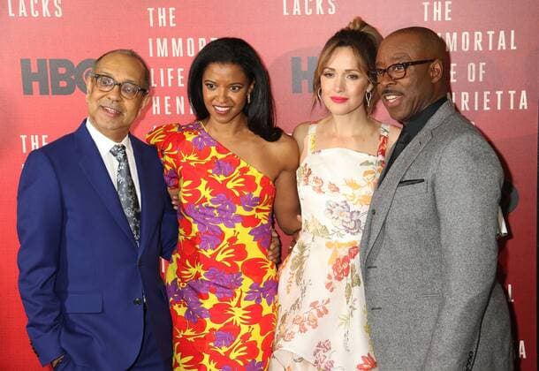 April 18, 2017 - New York, New York, U.S. - Director GEORGE C. WOLFE , actresses RENEE ELISE GOLDSBERRY, ROSE BYRNE and COURTNEY B. VANCE attend the New York Premiere of The Immortal Life of Henrietta Lacks held at the SVA Theater. New York U.S. - ZUMAk03_ 20170418_zaf_k03_130 Copyright: xNancyxKaszermanx