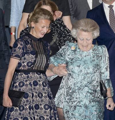 19-04-2017 Delft Princess Beatrix and Pirncess Mabel during the presentation of the 3rd Prince Friso engineering award at the TU Delft. With Dr Martin Baptist, senior scientist at Wageningen Marine Research; Dr Rolf Hut, researcher and lecturer at the TU Delft and Dr Rick Scholte, founder and managing director at Sorama B.V. Engineers who excel in expertise, capacity for innovation, social impact and entrepreneurship qualify for the annual Prince Friso engineers Price.  Copyright: xPPE WERFx