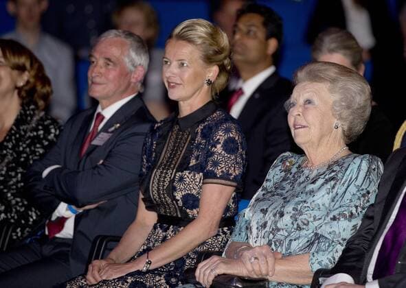 19-04-2017 Delft Princess Beatrix and Pirncess Mabel during the presentation of the 3rd Prince Friso engineering award at the TU Delft. With Dr Martin Baptist, senior scientist at Wageningen Marine Research; Dr Rolf Hut, researcher and lecturer at the TU Delft and Dr Rick Scholte, founder and managing director at Sorama B.V. Engineers who excel in expertise, capacity for innovation, social impact and entrepreneurship qualify for the annual Prince Friso engineers Price.  Copyright: xPPE WERFx