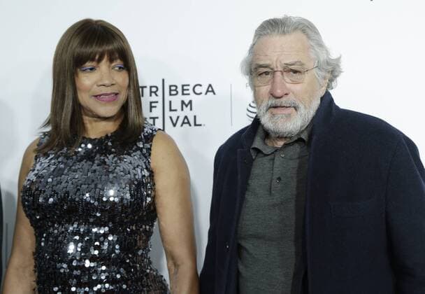 Robert De Niro and Grace Hightower arrive on the red carpet at the Clive Davis: The Soundtrack Of Our Lives Premiere at Radio City Music Hall on April 19, 2017 in New York City.  NYP20170419164 JOHNxANGELILLO