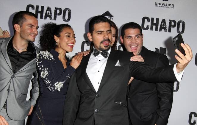 April 19, 2017 - Los Angeles, CA, United States - 19 April 2017 - Los Angeles, California - Juan Carlos Olivas, Tete Espinoza, Alejandro Aguilar, Juliette Pardau and Marco De La O. UnivisionÃ¢â‚¬â ¢s Ã¢â‚¬â ¢El ChapoÃ¢â‚¬â ¢ Original Series Premiere Event held at The Landmark Theatre. Photo Credit: AdMedia Los Angeles United States - ZUMAa123 20170419_zaa_a123_029 Copyright: xAdmediax