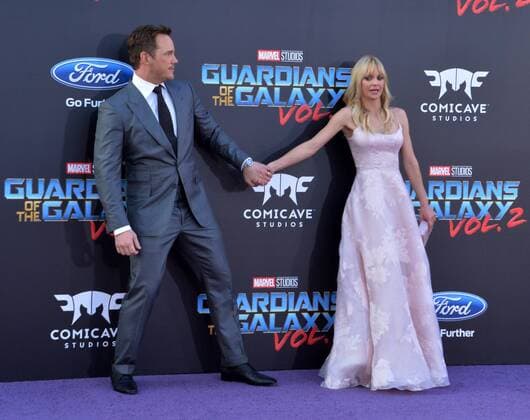Cast member Chris Pratt and his wife, actress Anna Faris attend the premiere of the sci-fi motion picture Guardians of the Galaxy Vol. 2 at the Dolby Theatre in the Hollywood section of Los Angeles on April 19, 2017. Storyline: Set to the backdrop of Awesome Mixtape 2, Guardians continues the team s adventures as they unravel the mystery of Peter Quill s true parentage.  LAP2017041901 JIMxRUYMEN