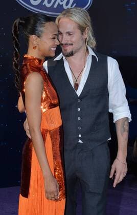 Cast member Zoe Saldana and her husband Marco Perego attend the premiere of the sci-fi motion picture Guardians of the Galaxy Vol. 2 at the Dolby Theatre in the Hollywood section of Los Angeles on April 19, 2017. Storyline: Set to the backdrop of Awesome Mixtape 2, Guardians continues the team s adventures as they unravel the mystery of Peter Quill s true parentage.  LAP2017041909 JIMxRUYMEN