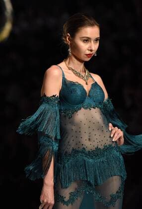 April 19, 2017 - Shenzhen, Shenzhen, China - Shenzhen, CHINA-April 19 2017: (EDITORIAL USE ONLY. CHINA OUT) A model presents one piece of Oleno creation during the 2017 China (Shenzhen) International Brand Underwear Fair in south China s Shenzhen, April 19th, 2017. Shenzhen China  - ZUMAs145 20170419_zaa_s145_199 Copyright: xOuxJinweix