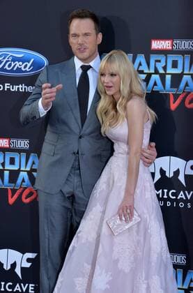 Cast member Chris Pratt and his wife, actress Anna Faris attend the premiere of the sci-fi motion picture Guardians of the Galaxy Vol. 2 at the Dolby Theatre in the Hollywood section of Los Angeles on April 19, 2017. Storyline: Set to the backdrop of Awesome Mixtape 2, Guardians continues the team s adventures as they unravel the mystery of Peter Quill s true parentage.  LAP2017041941 JIMxRUYMEN