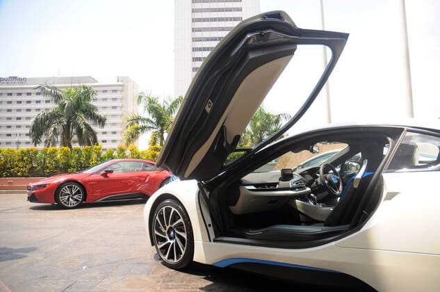 April 20, 2017 - Jakarta, Jakarta, Indonesia - A BMW i8 is seen on the street in Jakarta, Indonesia, on April 20, 2017. BMW i8 Protonic Red Edition is the only unit in Indonesia will be submitted to the first owner. This model was created BMW in exclusive hybrid car performance each country only gets a share of one unit. Jakarta Indonesia  - ZUMAn230 20170420_zaa_n230_245 Copyright: xDasrilxRoszandix