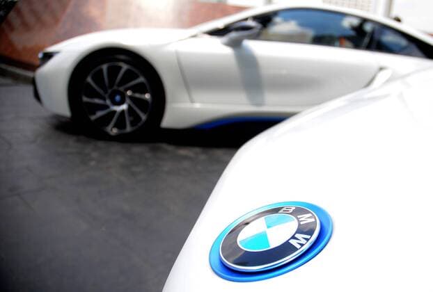 April 20, 2017 - Jakarta, Jakarta, Indonesia - A BMW i8 is seen on the street in Jakarta, Indonesia, on April 20, 2017. BMW i8 Protonic Red Edition is the only unit in Indonesia will be submitted to the first owner. This model was created BMW in exclusive hybrid car performance each country only gets a share of one unit. Jakarta Indonesia  - ZUMAn230 20170420_zaa_n230_249 Copyright: xDasrilxRoszandix
