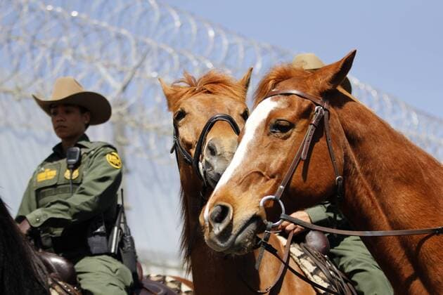 April 21, 2017 - San Ysidro, CA, USA - The San Diego Sector Customs and Border Protection horse patrol rode along the border with Mexico before a press conference featuring attorney general Jeff Sessions and Homeland Security Secretary John Kelly. San Ysidro USA - ZUMAga3_ 20170421_zap_ga3_009 Copyright: xJohnxGastaldox