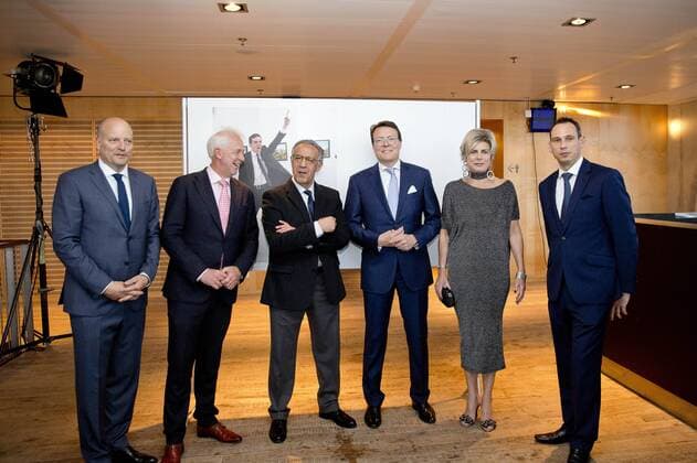 22-04-2017 Amsterdam Prince Constantijn and Princess Laurentien with Burhan Ozbilici during the World Press Photo 2016 award at the muziekgebouw ’t IJ in Amsterdam.  Copyright: xppe nieboerx