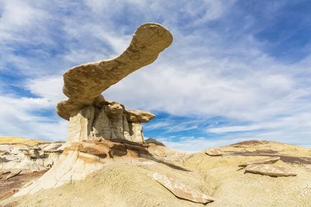 USA, New Mexico, Ah-shi-sle-pah Wash, King of Wings rock formation  FOF09158