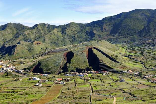 Spain, Canary islands, Tenerife, Teno mountains, Montana del Palmar, ragged landscape by lava rock mining  SIEF07396