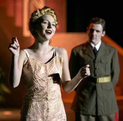 April 24, 2017 - St Petersburg, Florida, U.S. - CHERIE DIEZ Times.Seniors Mia Strickland as Eva Duarte (later Peron) and Jonathan O Brien as Juan Peron during the dress rehearsal for Evita at the Pinellas County Center for the Arts magnet program at Gibbs High School Monday, April 24, 2017. Strickland is one of five actors playing Eva Peron in this production. PCCA is presenting a new twist on the musical when it opens on April 26th. The director, Keven Renken, decided to use multiple actresses to portray the complex public figure Eva Peron and the different roles she played in her personal and political life. Eva Peron was different things to different people, playing roles depending on her audience in order to eventually become the first lady of Argentina. Renken called Strickland s character the social-climbing Eva . The students of the Pinellas County Center for the - ZUMAs70_ 20170424_zan_s70_018 Copyright: xCheriexDiezx