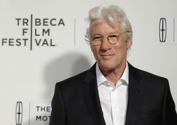 Richard Gere arrives on the red carpet at The Dinner Premiere at BMCC Tribeca PAC on April 24, 2017 in New York City.  NYP20170424153 JOHNxANGELILLO