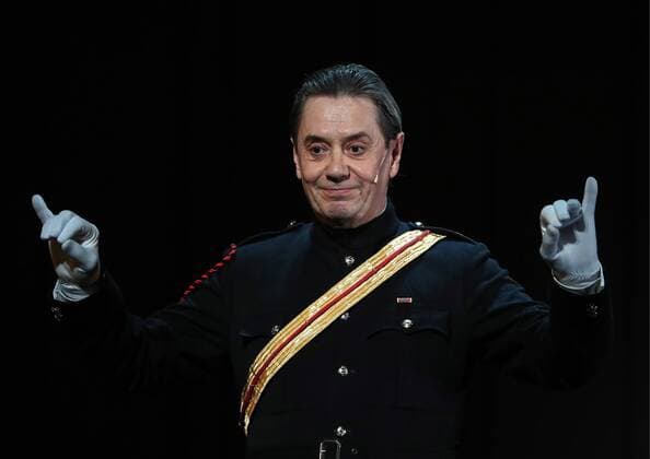 MOSCOW, RUSSIA - APRIL 24, 2017: Actor Vladimir Yeryomin as Equerry in a scene during a pre-premiere of Peter Morgan s play The Audience staged by Gleb Panfilov at the Theatre of Nations. The play tells about Queen Elizabeth II s weekly meetings with prime ministers. Valery Sharifulin TASS  TS04979D