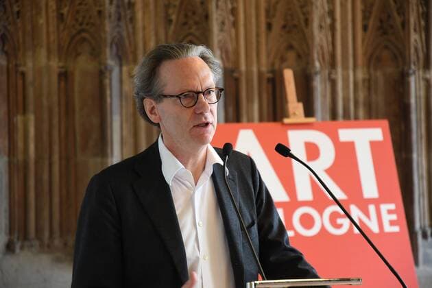 Berliner Galerist Klaus Gerrit Friese und Vorsitzender des Zentralarchiv des internationalen Kunsthandels e.V. am 26.04.2017 in Köln bei der Verleihung des ART Cologne Preis 2017 vom Bundesverband Deutscher Galerien und Kunsthändler e.V. und der Kölnmesse an Dr. Günter Herzog, Leiter des Zentralarchiv des internationalen Kunsthandels ZADIK e.V. im Hansasaal des historischen Rathaus Köln.