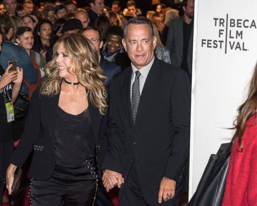 Actor Tom Hanks arrives with his wife Rita Wilson to attend the World Premiere of The Circle at the 2017 Tribeca Film Festival in New York on April 26, 2017. Photo by Enrique Shore Cordon Press  EnriquexShore Tom Hanks and wife Rita Wilson arrive to World Premiere of The C