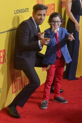 Cast members Eugenio Derbez (L) and Raphael Alejandro attend the premiere of the motion picture comedy How to Be a Latin Lover at the ArcLight Cinerama Dome in the Hollywood section of Los Angeles. Storyline: Finding himself dumped after 25 years of marriage, a man who made a career of seducing rich older women must move in with his estranged sister, where he begins to learn the value of family.  LAP20170426804 JIMxRUYMEN
