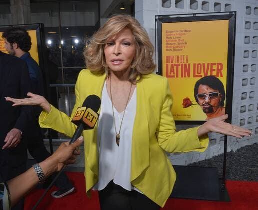 Cast member Raquel Welch attends the premiere of the motion picture comedy How to Be a Latin Lover at the ArcLight Cinerama Dome in the Hollywood section of Los Angeles. Storyline: Finding himself dumped after 25 years of marriage, a man who made a career of seducing rich older women must move in with his estranged sister, where he begins to learn the value of family.  LAP20170426806 JIMxRUYMEN