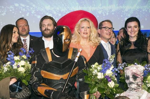 Johanna Klum, Gronkh, Barbara Schöneberger, Alexander Dobrindt und Dorothee Bär bei der Verleihung des Deutschen Computerspielpreises 2017 im WECC Westhafen Event & Convention Center. Berlin, 26.04.2017 Foto:xK.xWernerx xFuturexImage