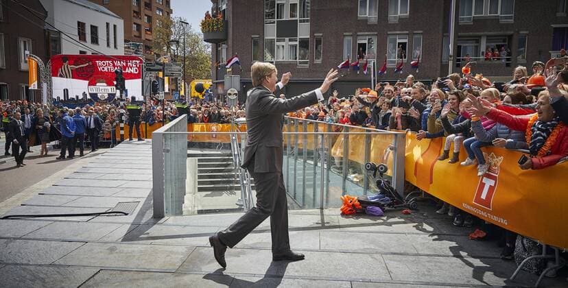 The royal family of the Netherlands celebrates Kingsday this year in Tilburg. The family arrived by train at the station of Tilburg and followed a route through the city where inhabitants presented their city. King Willem-Alexander celebrates his 50th birthday this year. HH POOL Phil Nijhuis  65576101