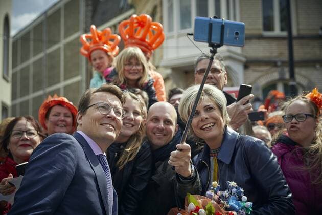 The royal family of the Netherlands celebrates Kingsday this year in Tilburg. The family arrived by train at the station of Tilburg and followed a route through the city where inhabitants presented their city. King Willem-Alexander celebrates his 50th birthday this year. HH POOL Phil Nijhuis  65576134
