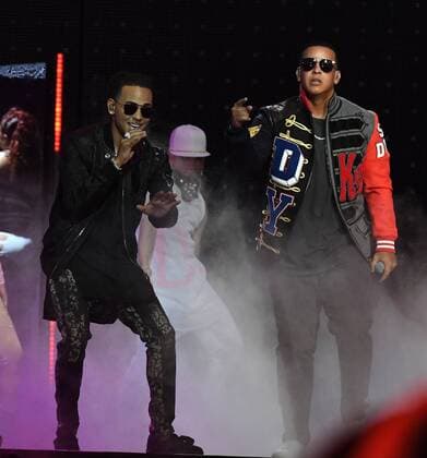 Latin artist Ozuna and Daddy Yankee performs during the 2017 Billboard Latin Music Awards and Show at the Bank United Center, University of Miami, Miami, Florida on April 27, 2017.  MIA20170427244 GARYxIxROTHSTEIN