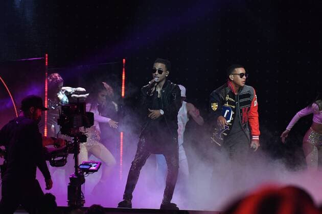 Latin artist Ozuna and Daddy Yankee performs during the 2017 Billboard Latin Music Awards and Show at the Bank United Center, University of Miami, Miami, Florida on April 27, 2017.  MIA20170427245 GARYxIxROTHSTEIN