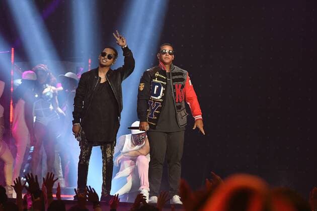 Latin artist Ozuna and Daddy Yankee performs during the 2017 Billboard Latin Music Awards and Show at the Bank United Center, University of Miami, Miami, Florida on April 27, 2017.  MIA20170427247 GARYxIxROTHSTEIN