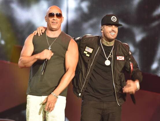 Actor Vin Diesel and singer Nicky Jam perform during the Billboard Latin Music Awards at the Warsco Center of Miami University in Coral Gables, Florida, United States, 27 April 2017. BILLBOARD LATIN MUSIC AWARDS !ACHTUNG: NUR REDAKTIONELLE NUTZUNG!  Copyright: xGastonxDexCardenasx BIL046 20170428-636289580948296365