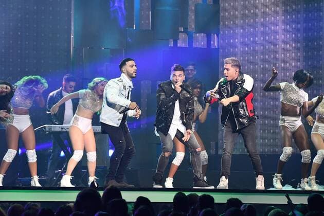 Latin artist Guerra de Idolos performs during the 2017 Billboard Latin Music Awards and Show at the Bank United Center, University of Miami, Miami, Florida on April 27, 2017.  MIA20170427258 GARYxIxROTHSTEIN