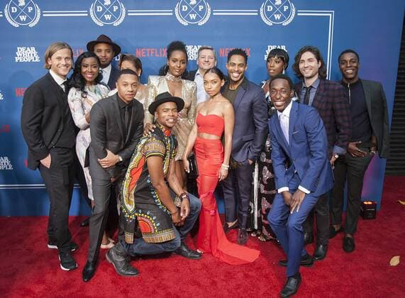 April 27, 2017 - Los Angeles, California, U.S - Cast of Netflix s Dear White People pose at their premiere held at Downtown Independent on Thursday April 27, 2017 in Los Angeles, California. Los Angeles U.S. - ZUMAp124 20170427_zaa_p124_017 Copyright: xArianaxRuizx