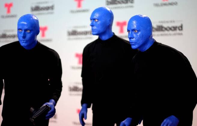 The Blue Man Group walk the red carpet during the 2017 Billboard Latin Music Awards at the Bank United Center, University of Miami, Miami, Florida on April 27, 2017.  MIA20170427113 GARYxIxROTHSTEIN