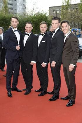 Vladimir Burlakov, Vinzenz Kiefer, Jannik Schümann, Jannis Niewöhner, Francois Göske Roter Teppich Deutscher Filmpreis 2017 in der Messe Berlin am 28.04.2017