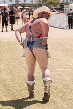 April 28, 2017 - Indio, California, U.S - A shirless man parades though the grounds during Stagecoach Music Festival in Indio, California Indio U.S. - ZUMAs135 20170428_zap_s135_010 Copyright: xDanielxDeSloverx